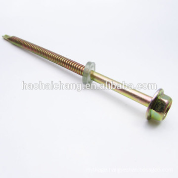 color zinc plated hex head steel long screw with washer